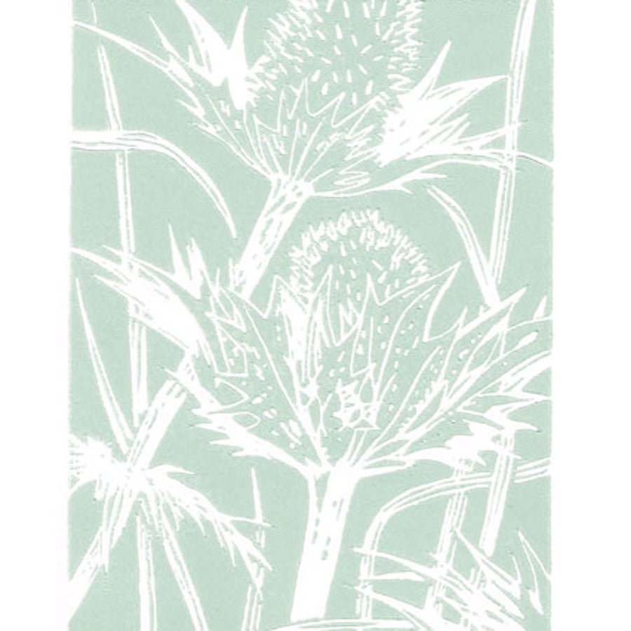 Eryngium Seedhead - Original Linocut Print
