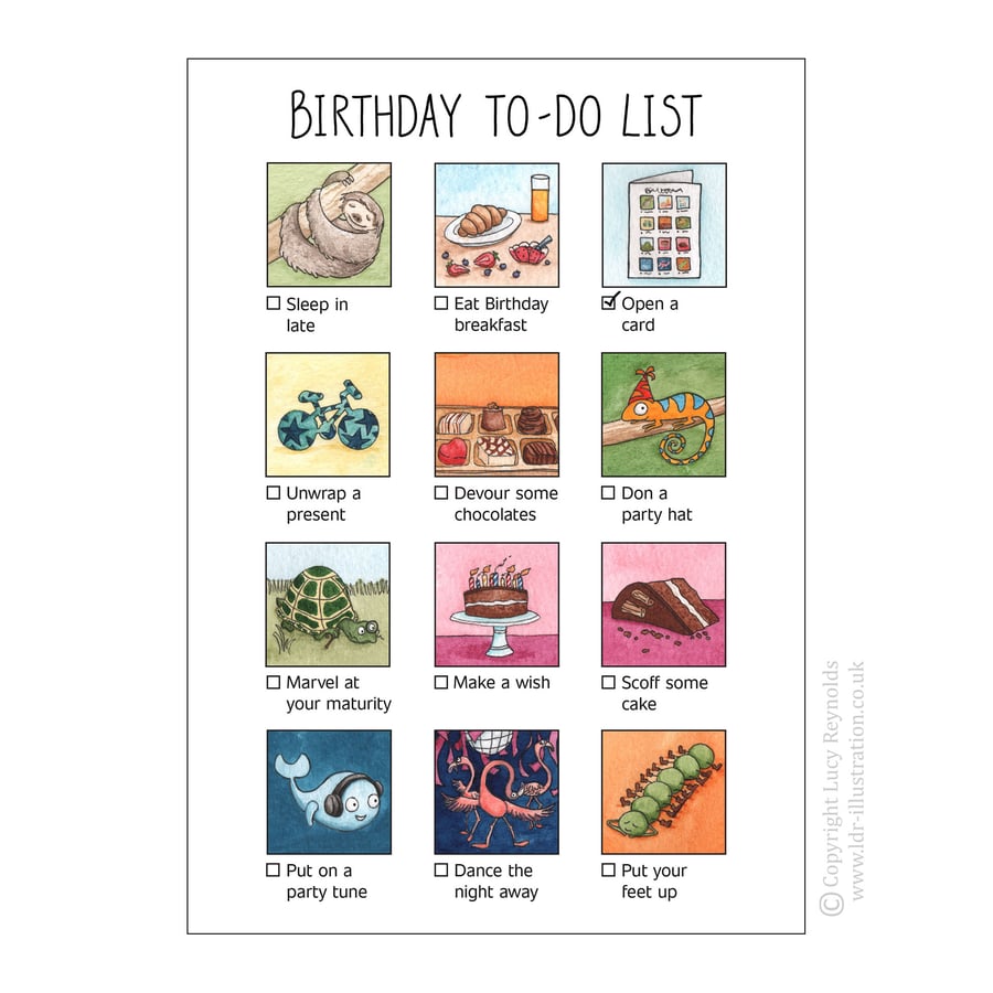 Birthday To Do List Card