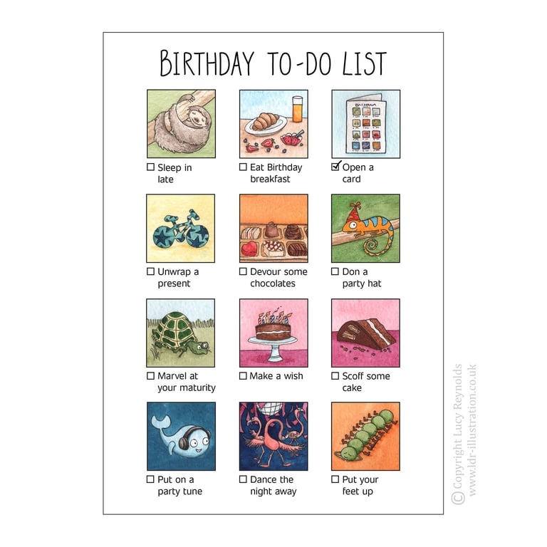 Birthday To Do List Card