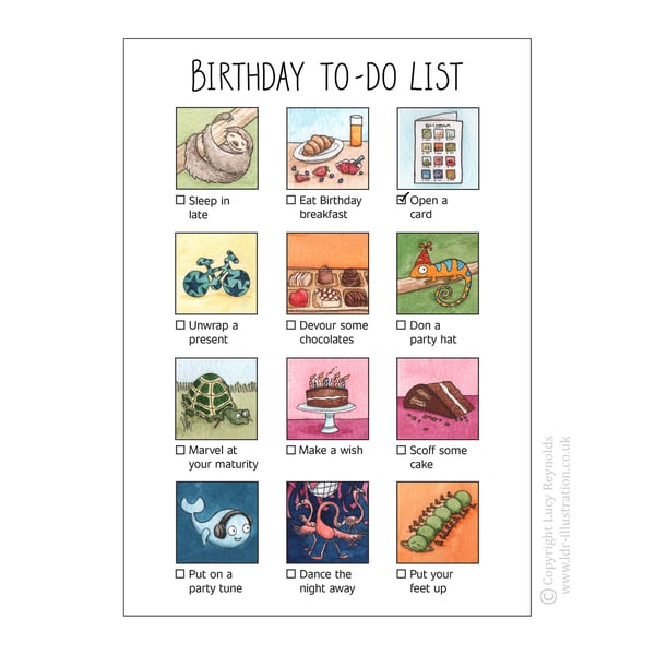 Birthday To Do List Card
