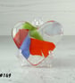 Multicoloured fused glass heart pocket hug with stand 5x4.5cm (149)