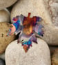 Flame painted copper leaf brooch - Image 1
