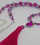 Fuchsia Tassel Necklace - Image 3