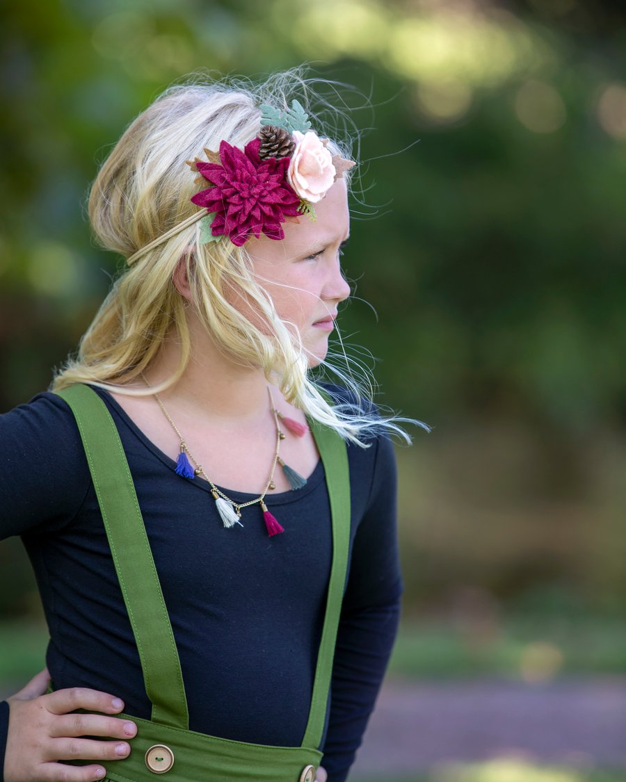 Autumn Felt Flower Headband, Dahlia Hair Clip, Wedding Hair Accessories