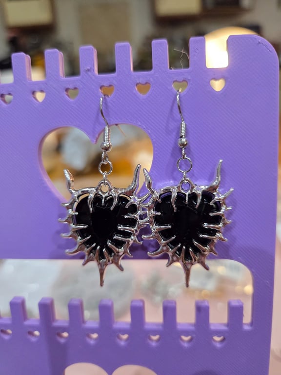 Black heart earrings