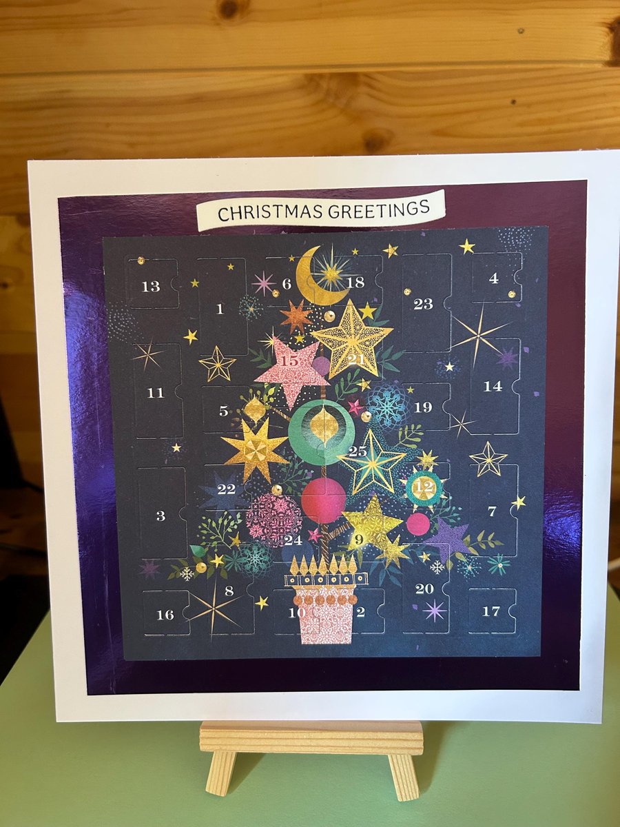 Oh Christmas tree Advent Calendar Card Handmade 8 inch square card, Christmas gr