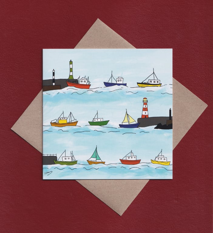 Greetings card - boats - sailing - blank inside