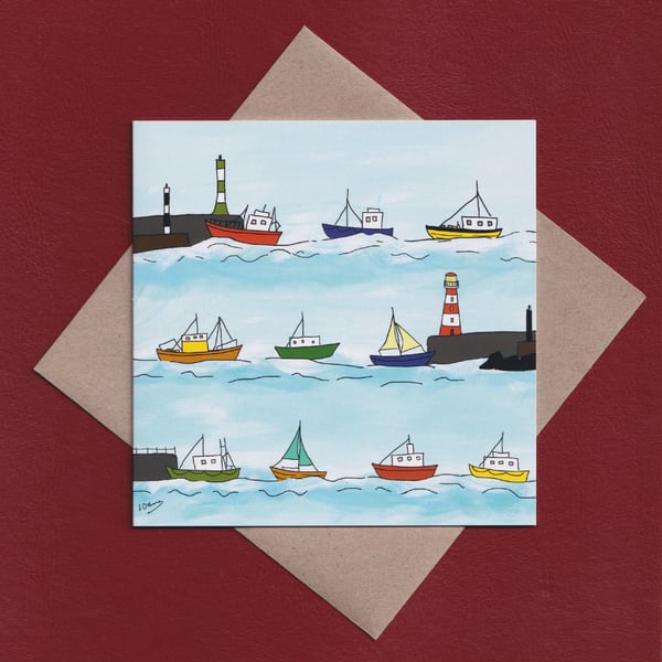 Greetings card - boats - sailing - blank inside