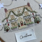 Yorkshire Christmas Cottage Embroidery Panel Only
