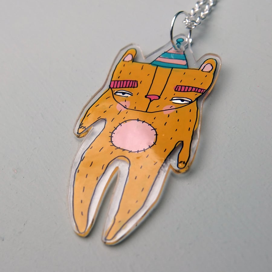 'Mustard Bear' Illustarted necklace