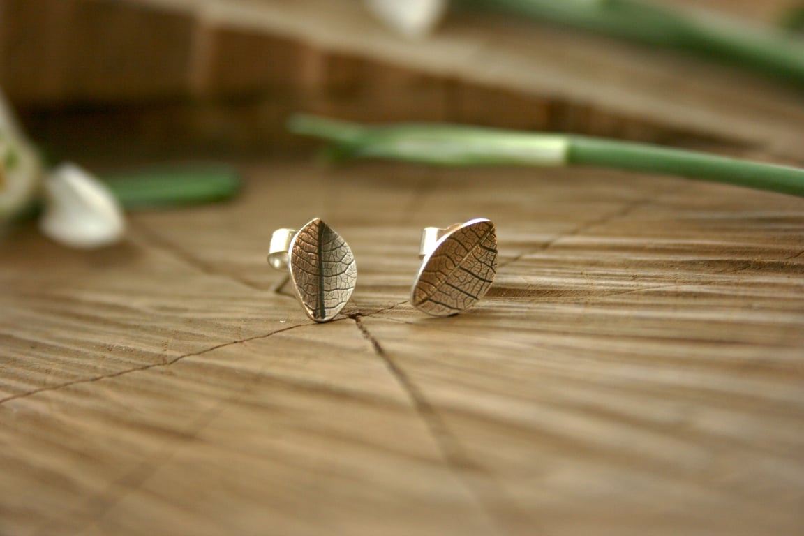 Handmade Silver Leaf Earrings