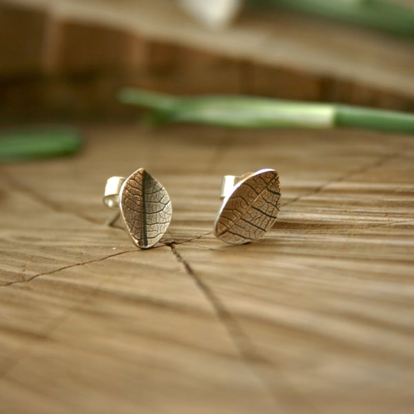 Handmade Silver Leaf Earrings