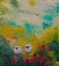 ,SHEEP IN POPPY MEADOW,handmade, original, needle felted wool picture 