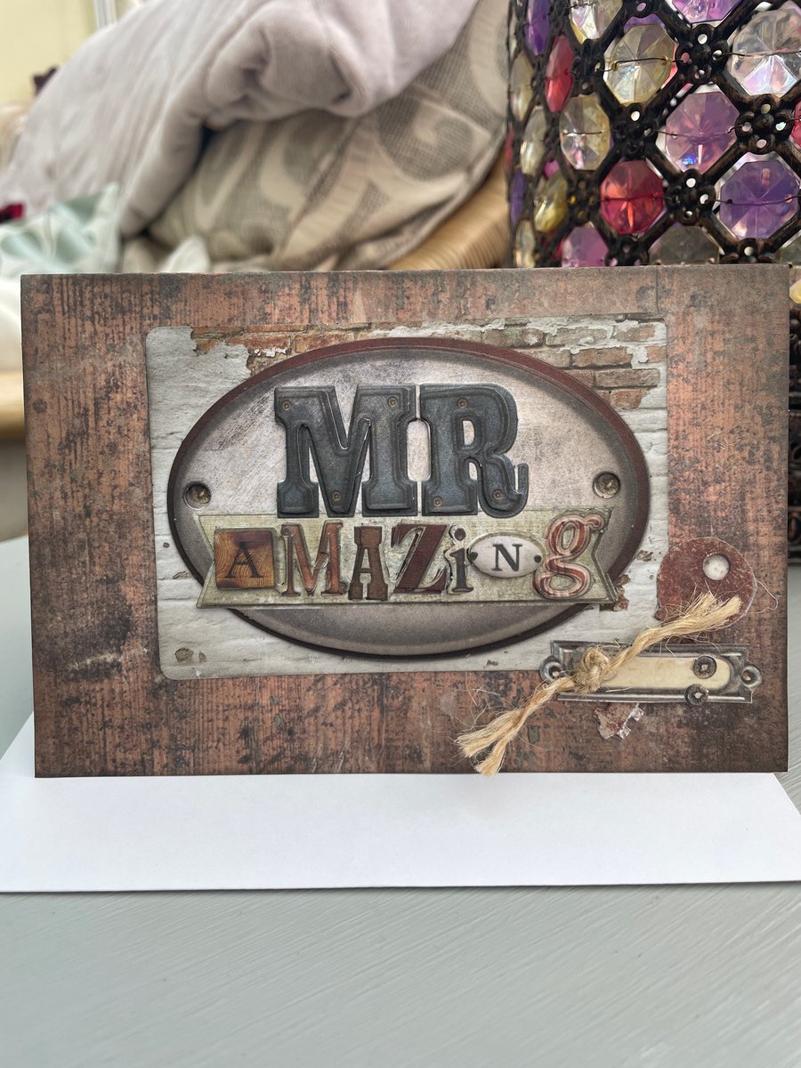 Mr Amazing grungy workshop birthday or Fathers day card