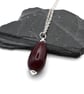 dark red lampwork glass teardrop pendant necklace