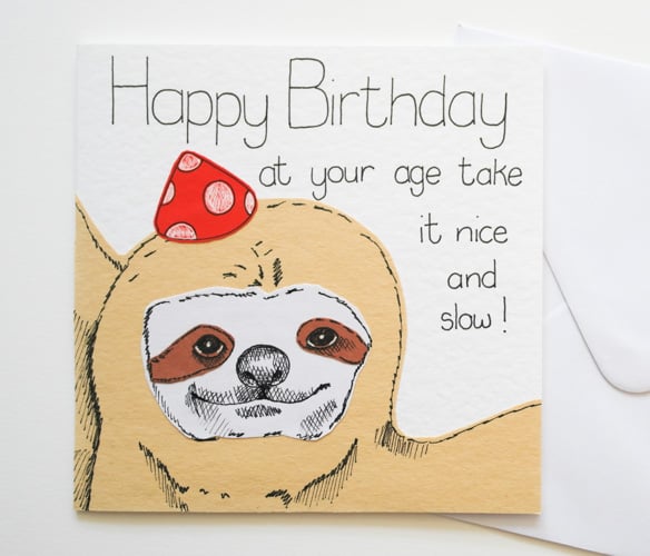 Sloth Birthday Card, Funny Sloth Card, Funny Birthday Card, Cute Animal Card 