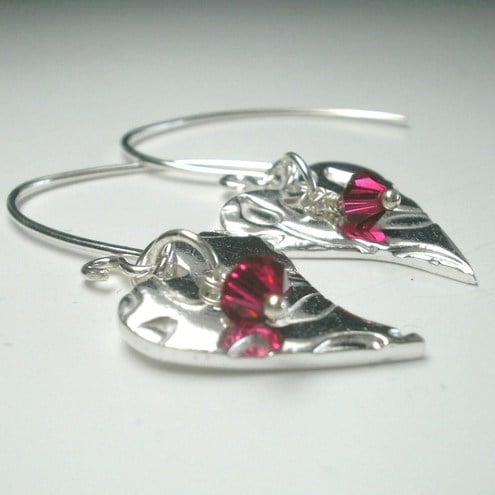 Curvy Heart Fine Silver Earrings