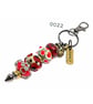 Handmade Red & Grey Lamp-work Glass Bead Bag Charm Keyring Unique Gift  - Image 4