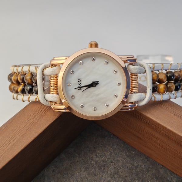 Unique gifts for women Gem stone tiger eye bead Bracelet Watches Personalized Gi