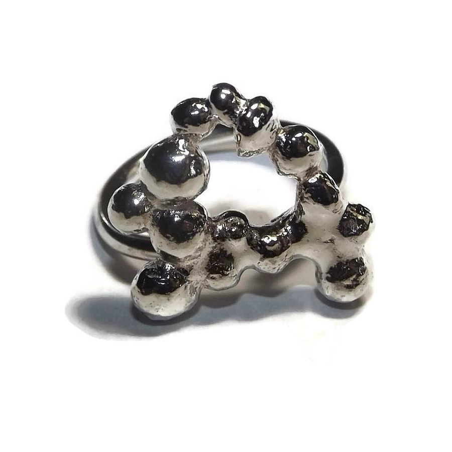 handmade fused sterling silver abstract hoop ring