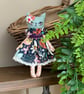 Pretty Floral Cat Art Doll Blue - Image 1