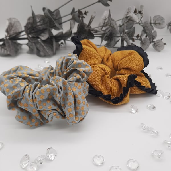 2 Large, gold theme scrunchies, free uk delivery.  