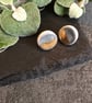 Ceramic button earrings - Goose grey - Image 1