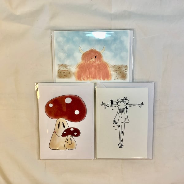 A Collection of Three Countryside Themed Blank Cards