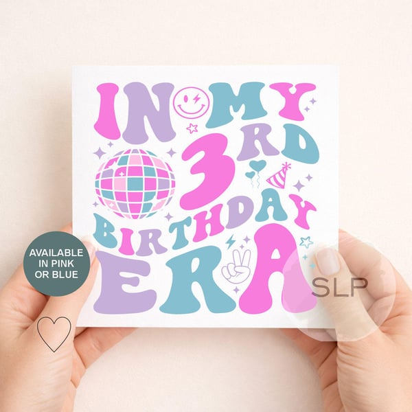 3rd Birthday Card In My 3rd Birthday Era Card Trendy 3 Year Old Birthday Card 