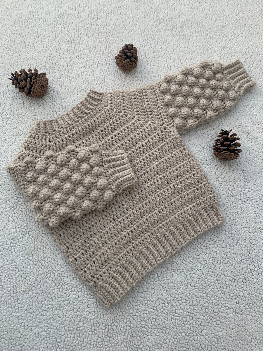 Bobble Sleeve Jumper - Handmade Crochet Baby & Children's Jumper