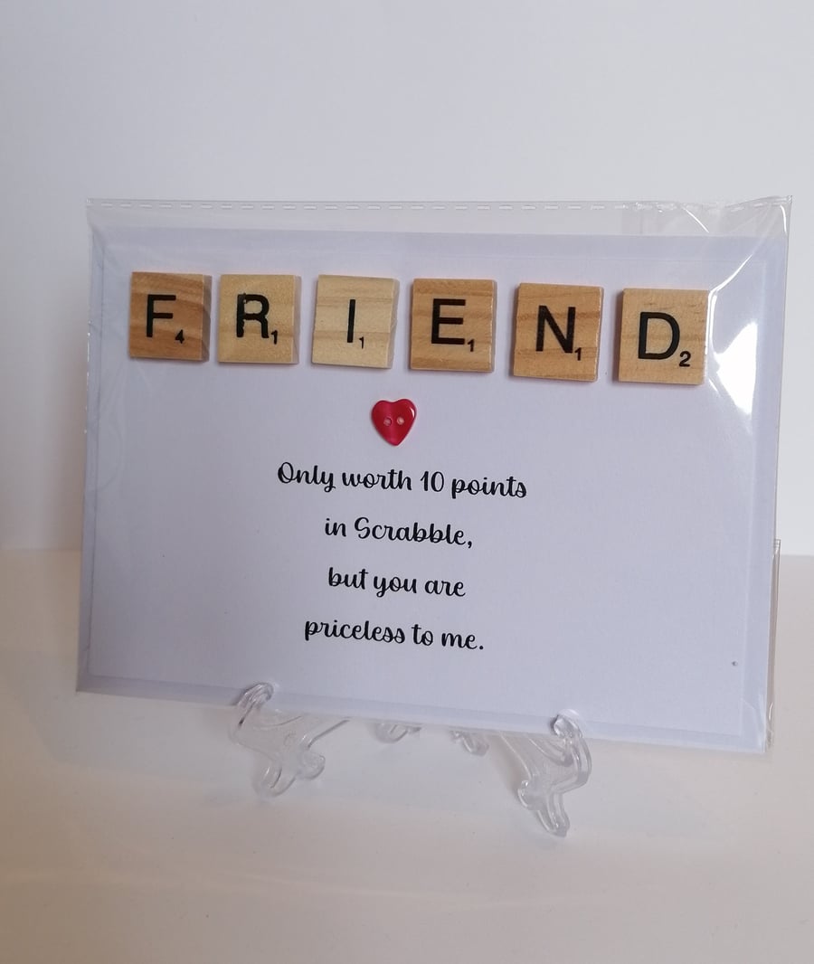 Friend only worth 10 points in Scrabble greetings card