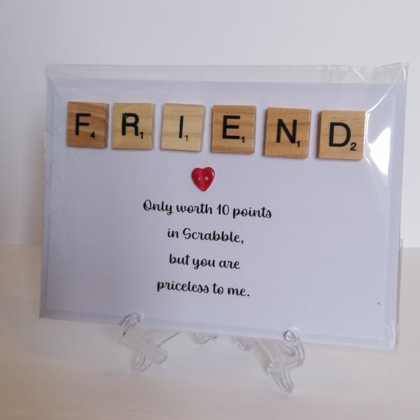 Friend only worth 10 points in Scrabble greetings card
