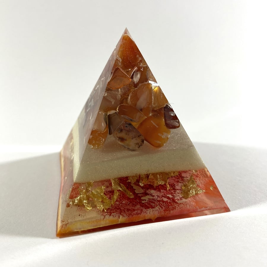 Resin & Carnelian Crystal Pyramid