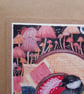 Great tit, mushrooms, books and buttons -blank card from original artwork  - Image 4