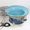 Blue and BlueGreen Ceramic Jewellery Bowl to display earrings, bracelets. 