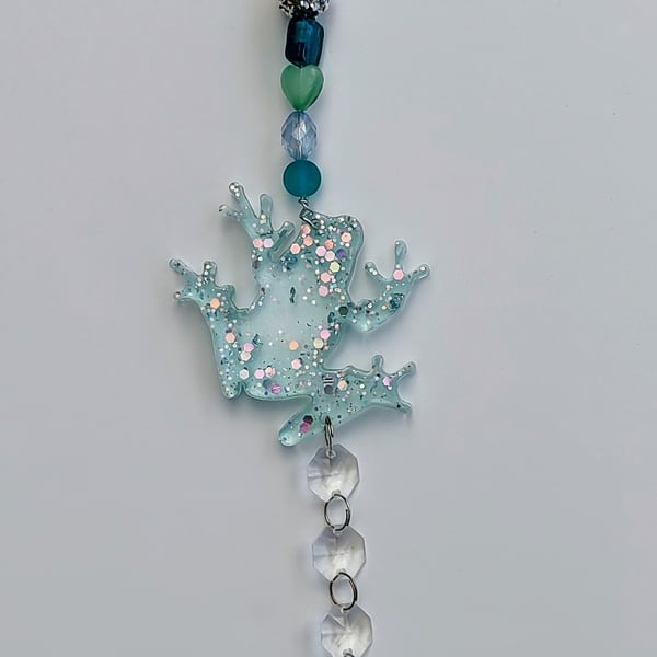 Sparkly Resin Sun Catcher Decoration - Frog
