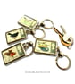 British Bird Keyring, made with real vintage postage stamp - choice of 4 or set