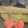 Water colour collection - hand painted aluminium earrings orange and lime