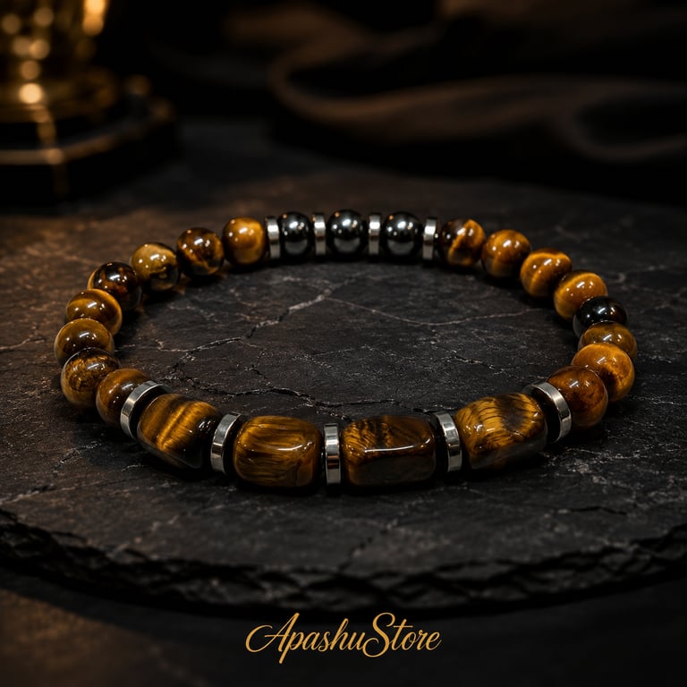 Premium Men’s Tiger Eye & Hematite Bracelet – 20 cm – 8 mm Beads – Any Size Avai