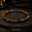 Premium Men’s Tiger Eye & Hematite Bracelet – 20 cm – 8 mm Beads – Any Size Avai