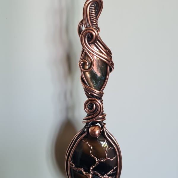 Natural Large Onyx & Labradorite Copper Statement Pendant Necklace Crystal Gift 