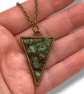 Ruby Zoisite Brass plated Triangle Worry Stone Necklace - Free Postage - Image 2