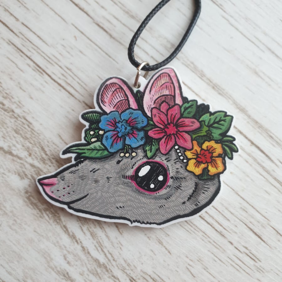 Flower Crown Rat Necklace