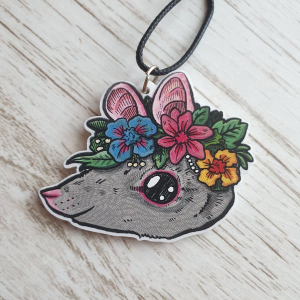 Flower Crown Rat Necklace