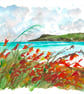 Crocosmia Coast original watercolour painting
