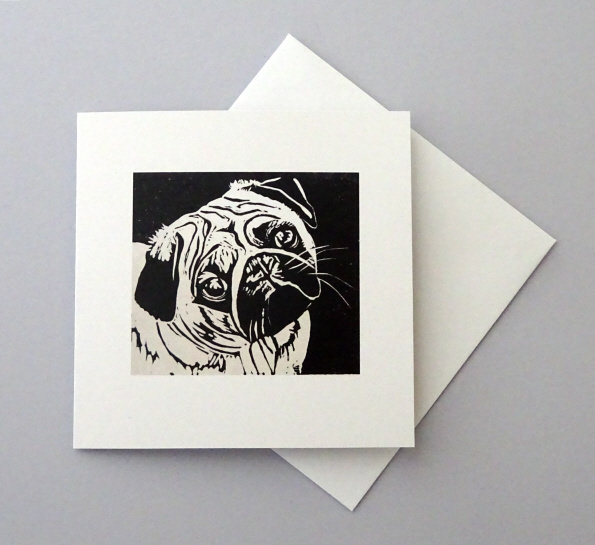 Cute Pug Print Card - Personalised Card, Custom Card