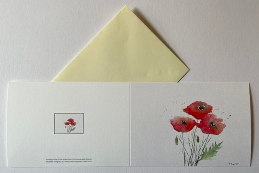Two Poppy printed greeting cards