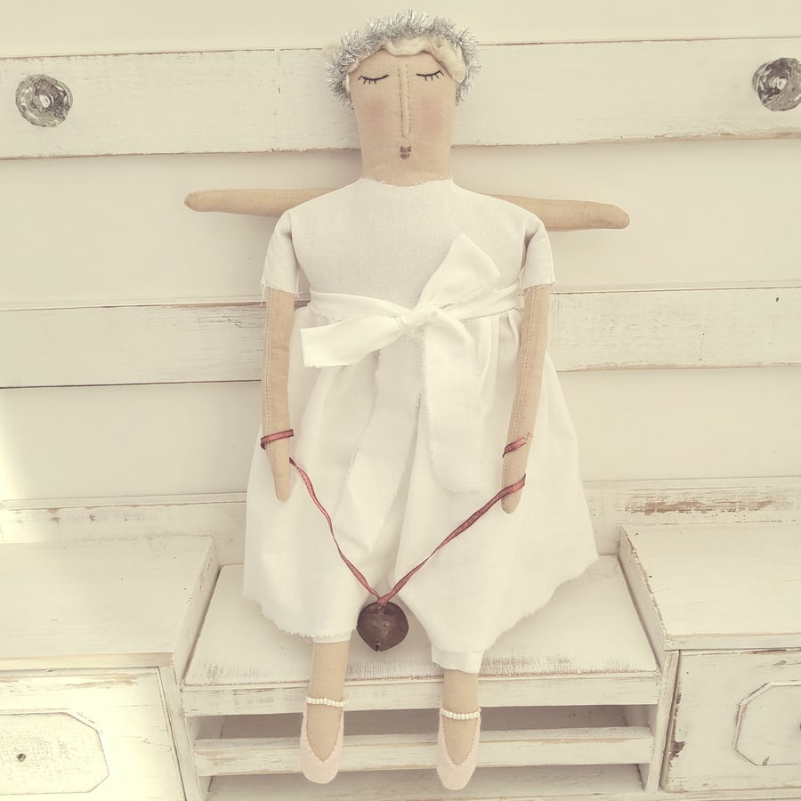 Primitive Christmas handmade Angel cloth doll