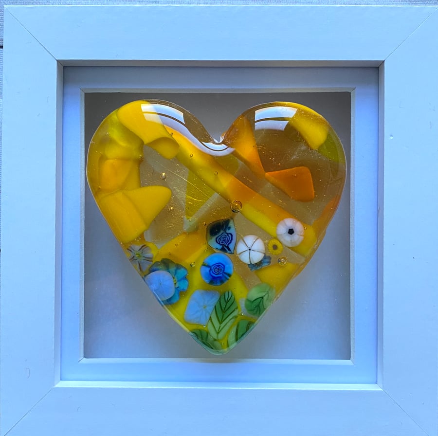 Fused glass heart picture 