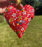 Red flower fabric hanging heart decoration - Image 2